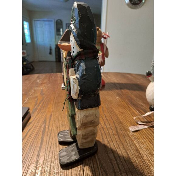 Wood Snowman Figurine 14” Rustic Farmhouse Christmas Tree Holiday Shelf Decor - Picture 6 of 7